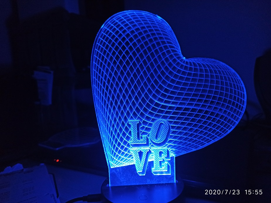 3D Dekoleuchte Love Blau